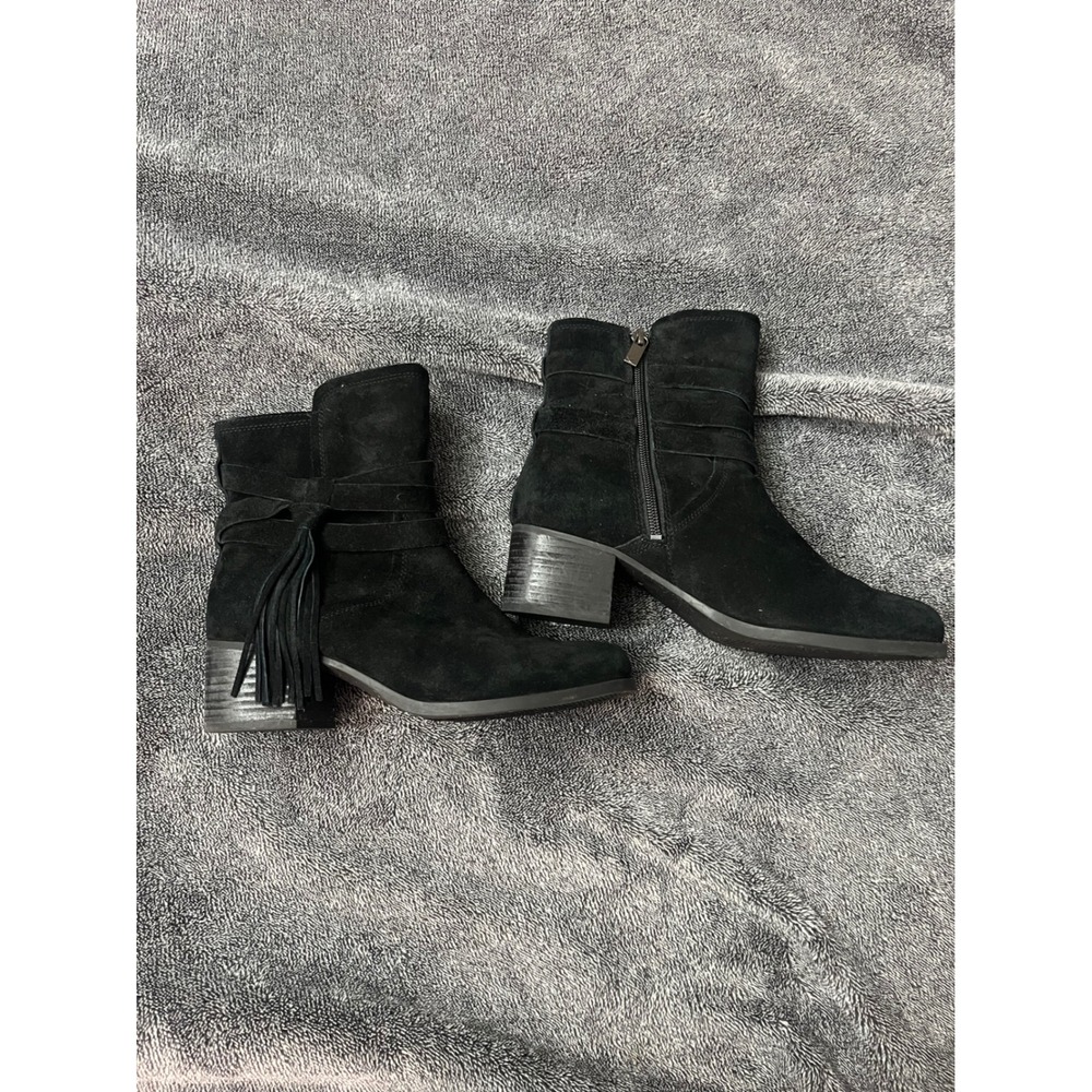 Western Boho Koolaburra by UGG Women Black Suede Fringe Ankle Boots Size 7